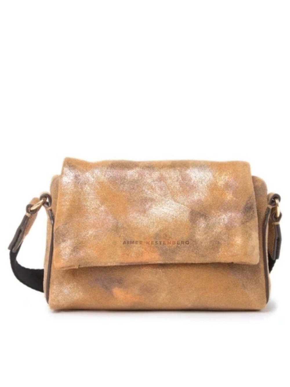 Aimee Kestenberg Gold Brush Metallic Leather Broadway Mini Crossbody Bag Purse
